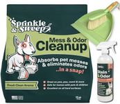 Sprinkle & Sweep Pet Accident Cleanup for all Hard Surface - Non Toxic Quick Pet Mess Cleaner & Odor Remover for Urine, Poop, Vomit, Diarrhea & Potty Training (1Bag + Sweepr Kit + 1 Spray)