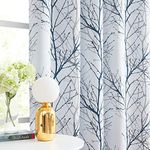 Fmfunctex Blue Blackout Eyelet Curtains for Bedroom 54 Drop Tree Branch Curtains for Living Room Thermal Insulated Window Curtain Drapes for Dining Room 2 Panels