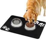 Dog Food Mat-Absorbent Dog Bowl Mats for Floors 60 x 40 cm-Dog Feeding Mat for Food & Water Bowls-Black YOKUPOTAC Non Slip Pet Placemat Wipe Clean Tray for Cats & Dogs