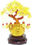 Colorsheng Feng Shui Citrine Quartz Crystal Money Tree Bonsai Style Decoration for Luck and Wealth (Dragon pots)