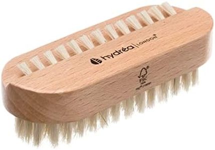 Hydréa London Wooden Nail Brush - Double-Sided Natural Nail Brush - Hand & Foot Brush with Natural Bristle, Eco Friendly Nail Brush, Fingernail Cleaner Scrubber - FSC® Certified Beechwood