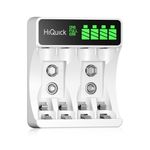 HiQuick LCD 4-slot Battery Charger for 1.2V Standard AA & AAA Ni-MH Ni-CD Rechargeable Batteries, Type C Input Intelligent Battery Detection Technology
