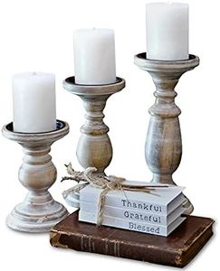 Candle Holders for Pillar Candles, Wooden Candleholders Table Centerpiece, Pillar Candle Holders Set of 3, Wood Candle Holders, Rustic Pillar Candle Holder, Farmhouse Candle Holders Fireplace White