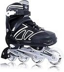 Zuwaos Inline Skates for Kids and Girls, Roller Skates with Featuring All Illuminating Wheels, for Girls and Boys, Men and Ladies Black Size