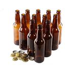 GOLDBEARUK Brown Glass Beer Bottles Pack of 12 Gold Caps - Homebrew (330ml)