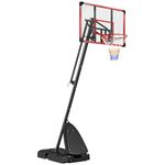 SPORTNOW Height Adjustable Basketball Hoop and Stand with Weighted Base, Portable on Wheels, 2.4-2.9m, Red