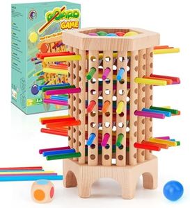 Jeu Montessori 3 4 5 6 Ans, Jeux de Plateau Enfants avec 36 Bâtonnets Colorés et Dés, Jeu de Tour en Bois pour Garçons Filles 3 Ans, Jeu de Famille Éducatif Jeu de Voyage