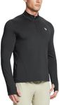 BALEAF Mens Long Sleeve Running Shirts Fleece Pullover Quarter Zip Pockets Cold Weather Winter Gear Black M