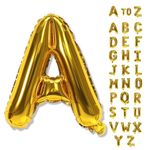 Letter Balloons Gold, 40 Inch Alphabet Name Balloons, Large Mylar Self Inflating Custom Balloon Letters A Decor, Helium Foil Customize Letter Balloons for Men Women Birthday Party Decorations Supplies