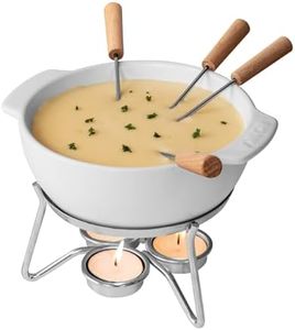 Boska Cheese Fondue Party Set - Fondue Pot Set Microwave Safe Ceramic Hot Pot Chocolate Fountain Snack - Wedding Registry Items Small Kitchen Appliances for up to 4 Persons