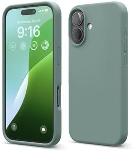 elago Premium Liquid Silicone Case Compatible with iPhone 16 Case, Full Body Protective Cover, Shockproof, Slim Phone Case, Anti-Scratch Soft Microfiber Lining, 6.1 inch (Midnight Green)