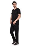 DENIMEN Poly Cotton Unisex Medical Scrub Suit for Men & Women, Medical Scrub Top and Bottom with All Size & Different colours (X-Small,Black)