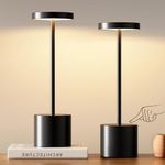 Rechargeable Cordless Table Lamp Set - 2 Pcs Portable Touch Lamps, 3 Color Stepless Dimming Bedside Lamp, Outdoor LED Lamp for Bar, Patio, Camping
