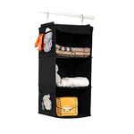 BrilliantJo Hanging Closet Organizer Set for Clothes Sweaters shoes 3 shelf Hanging Wardrobe Storage light Shelves Black(30 * 30 * 60cm)