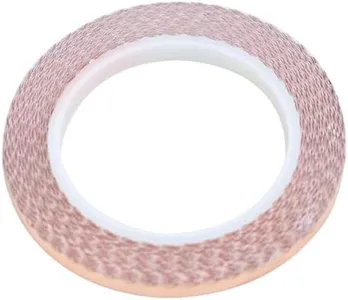 Poeeytnek® Professional Scalloped Copper Tape - 7/32" & 5/16 Asymmetric Edges, 20 Yards Compact Roll for Tiffany Lamps/Church Restoration/Vintage Bookbinding