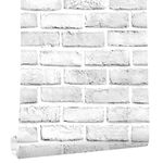 Homeme white Brick Wallpaper, 17.7 x 393.7inch Peel Stick Wall Paper Self-Adhesive Waterproof Decorative Removable Stickers for Bathroom Bedroom Furniture Walls Home Dormitory Renovation