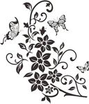 Black Flowers Butterfly Bathroom Toilet Seat Lid Cover Decals Stickers PVC Sticker Removable Self-Adhesive Restroom Decor Art Decoration Toilet Lid Decals