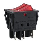 Baomain Boat Rocker Switch Red Light Illuminated AC 16A/250V 16A/125V 6 Pin Dual DPDT ON/Off UR List (1PCS)