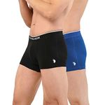 U.S. POLO ASSN. Men Cotton Stretch Antibacterial Et004 Trunks - Pack of 2 (Black/True Blue M)