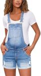 Bhome Maternity Overall Shorts Summer Maternity Denim Short Jeans Bib Overall Adjustable Buckle Straps, Light Blue, Large