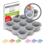 Kiddo Feedo Baby Food Storage Containers - Silicone Tray to Freeze Baby Food and Baby Purees - Free Baby Feeding eBook by Author/Dietitian - Grey