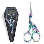 ZAMAHA UK® 1 Pcs Stainless Steel Sewing Scissors DIY for Embroidery, Craft, Needle Work, Art Work & Everyday Use (Multi Colour Crane Design Size 4.5")