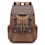 POSSOBAG Vintage Canvas Backpack Men Large Casual Rucksack for 17.3 inch Laptop College School Bag Travel Daypacks Hiking Business Vacation Camping Men Knapsack Brown