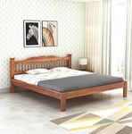 RAJGHARANA Sheesham Wood Arch Queen Size Bed Without Storage Wooden Double Bed Cot Palang for Bedroom Living Room Furniture (Honey Finish)