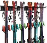 Shinoske Ski Rack Wall Mounted,Heavy Duty Steel Ski Wall Rack for Garage,Indoor Customizable Spacing Ski Holder for Wall,Snowboard Rack for 6 Pairs of Skis,Hold up to 300lbs