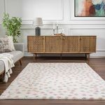 Hauteloom Cansu Living Room, Bedroom Area Rug - Contemporary - Plush Pile - Beige, Light Blue, Light Pink - 2'7" x 4'