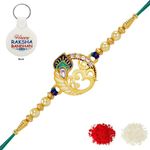 Riddhika Ventures Stunning Gold Plated Designer Brother's Rakhi with Roli Chawal and Greeting Card (P3)