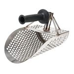 Sparkfire Beach Sand Scoop with Handle Metal Detecting Tool Stainless Steel Detector Fast Sifting Metal Detector with Hexahedron 9mm Holes for Beach Treasure Hunting