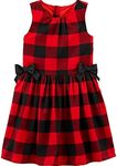 Carter's Girls Buffalo Plaid A-Line Holiday Dress - 4 Red