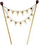 Amazing Buntings, Just Married Cake Topper, Handmade Wedding Bunting Flags Banner, Fully Assembled Party Decoration with Food Grade Poles, Brown Hearts, Small