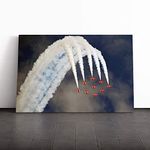 Big Box Art Canvas Print Wall Art Red Arrows RAF Airshow | Mounted and Stretched Box Frame Picture | Home Decor for Kitchen, Living, Dining Room, Bedroom, Hallway, Multi-Colour, 20x14 Inch