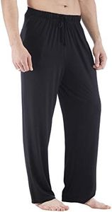 GYS Mens Pajama Pants - Viscose Made from Bamboo, Soft Sleep Pants Comfy Drawstring Lounge Bottom with Pockets Sweatpants, Black, X-Large
