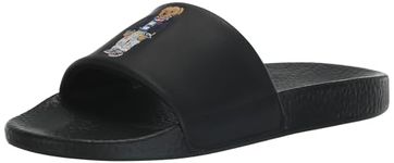 Polo Ralph Lauren Mens Polo Bear Slides, Black/Bear, 13