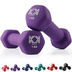 KK Neoprene Dumbbells for Home, and Gym- Hand Weights Dumbbells for Exercise, Fitness, Training, and Weight Lifting (Purple (2 x 1kg))