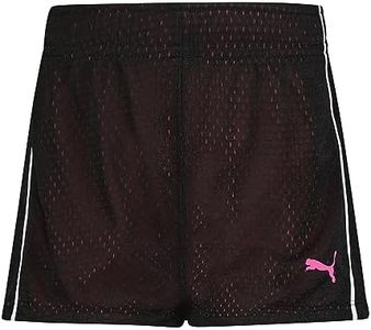 PUMA Big Girls' Active Double Mesh Short, Black, 8-10 (Medium)