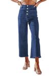 Sidefeel Women's Wide Leg Jeans High Waisted Stretchy Straight Leg Jeans Buttoned Loose Denim Pants with Pocket, Sail Blue, 10