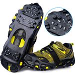 SHEEFLY Ice Cleats Crampons, 28 Microspikes Anti-Slip Ice Grips for Boots Walk Traction Ice Cleats for Winter Boots for Walking Hiking Jogging Fishing Men Women Kids