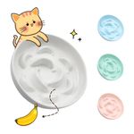 Ceramic Cat Slow Feeder Bowl - Pastel Series Slow Feeding Cat Bowls - Cute Maze Cat Food Plate for Healthy Eating - Fun Cat Puzzle Feeder Dish - Dishwasher Safe - 6.3''W x 1.2''H - 7 OZ - Ivory White