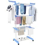 HOMIDEC Airer Clothes Drying Rack,4-Tier Foldable Clothes Hanger Adjustable Large Stainless Steel Garment Laundry Racks for Indoor/Outdoor