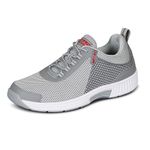 Orthofeet Men's Orthopedic Edgewater Stretch Knit Walking Sneaker, Grey, 15 Wide