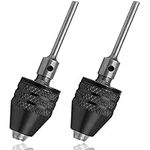 Mesee 2Pcs Keyless Mini Drill Chuck Adapter, 0.3-3.4mm Capacity Quick Change Chucks Converter Electric Grinding Drill Bit Conversion Tool for Woodworking Drilling Engraving, 2.35mm Round Shaft