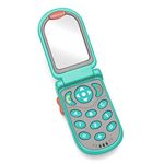 Infantino Flip and Peek Fun Phone: Bilingual with 3 English & 3 Spanish Phrases, Sounds Effects for Engagement, Peek a Boo Mirror Inside, Ages 3+ Months, Teal