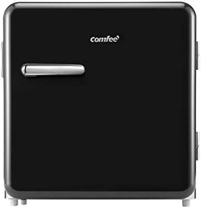 COMFEE' 1.6 Cubic Feet Solo Series Retro Refrigerator Sleek Appearance HIPS Interior Energy Saving Adjustable Legs Temperature Thermostat Dial Removable Shelf Perfect for Home/Dorm/Garage [Black]