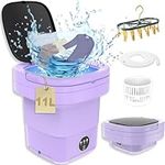 Portable Washing Machine, 2 in 1 Mini Foldable Washer with Drain Basket washer, 11L Large Intelligent Laundry Machine for Baby Clothes, Underwear, Apartment, Camping, RV, Gift, Travel, Purple