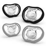 Nanobebe Active Baby Pacifiers 4-36 Months - Orthodontic, Lightweight and Vented, Curves Comfortably with Face Contour, 100% Silicone - BPA Free, Perfect Baby Registry Gift, 4pk, Black/Grey