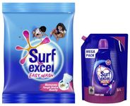 Surf Excel Matic Front Load Liquid Detergent 3.2 L Refill, Designed for Tough Stain Removal on Laundry in Washing Machines - Mega Pack & Surf Excel Easy Wash Detergent Powder, 5 Kg